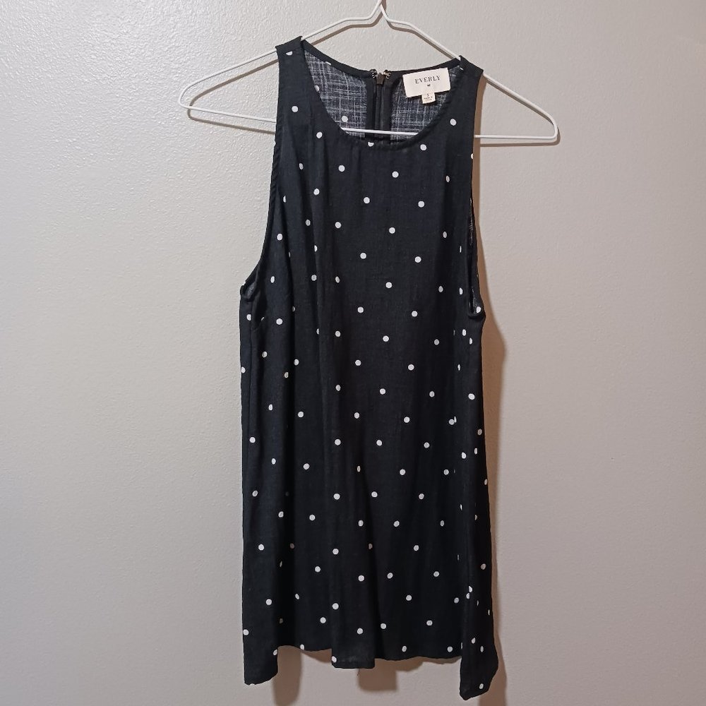Everly Black White Polka Dot Open Back Sleeveless Top Size Small - Picture 1 of 4